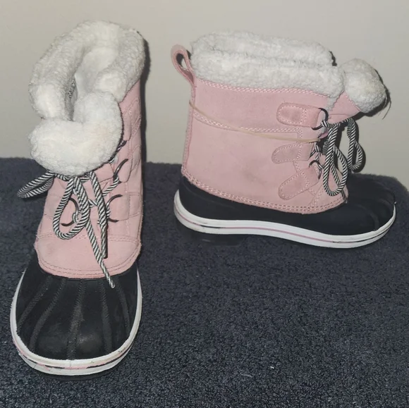 Cat & Jack Pink and Black Girl Winter Waterproof Snow Boots Size 13 Little Girls - Picture 4 of 15